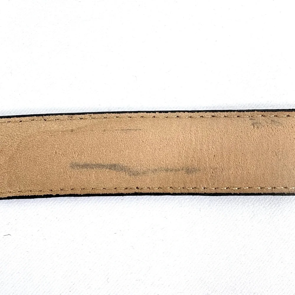 Brighton Belt Black Croc Embossed Leather Silver Western Buckle M 44503 Mob Wife